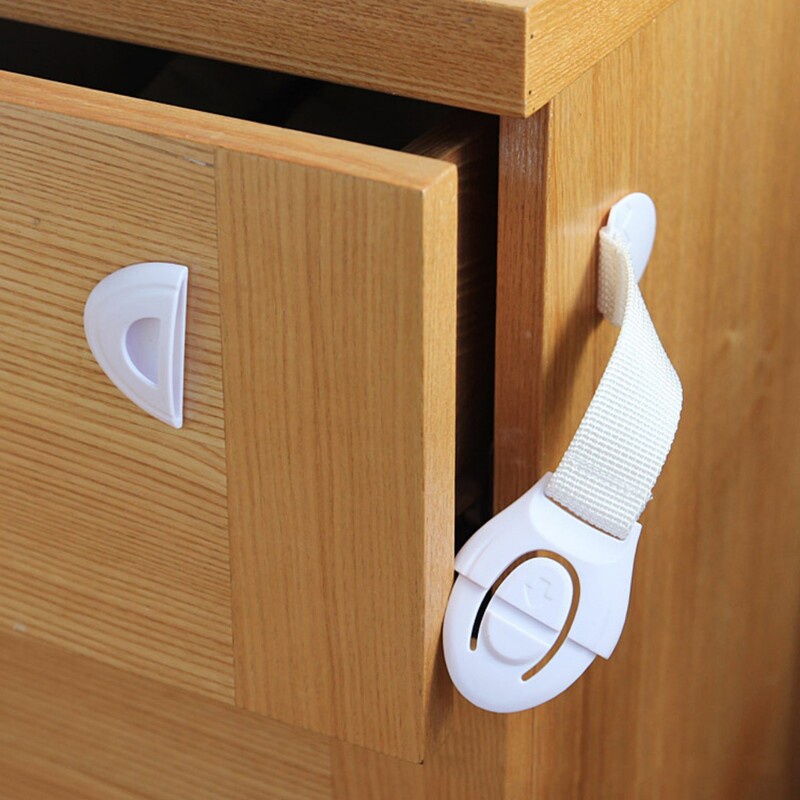 Khóa tủ lạnh an toàn cho bé, chốt cài ngăn kéo tủ gỗ, hộc bàn dài 20cm màu trắng