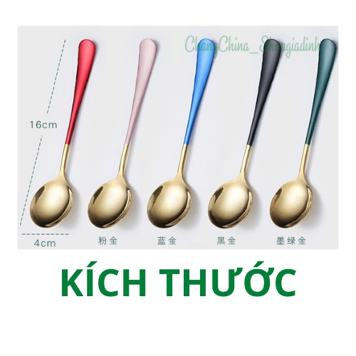Thìa Inox 304 cao cấp độ dày 3.5mm mạ vàng cán dài nhiều màu sắc( kèm túi)- Phukientuiloc.com