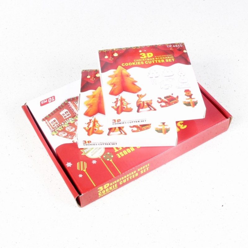 Bộ khuôn cắt bánh quy hình ngôi nhà gừng 3D độc đáo
