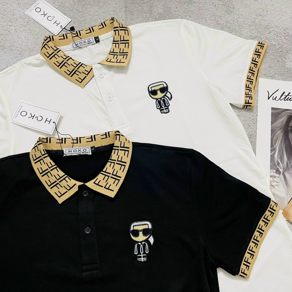 ÁO THUN POLO NAM NỮ LOGO CHIBI PHỐI HOẠ TIẾT CỔ ÁO CỰC NGẦU