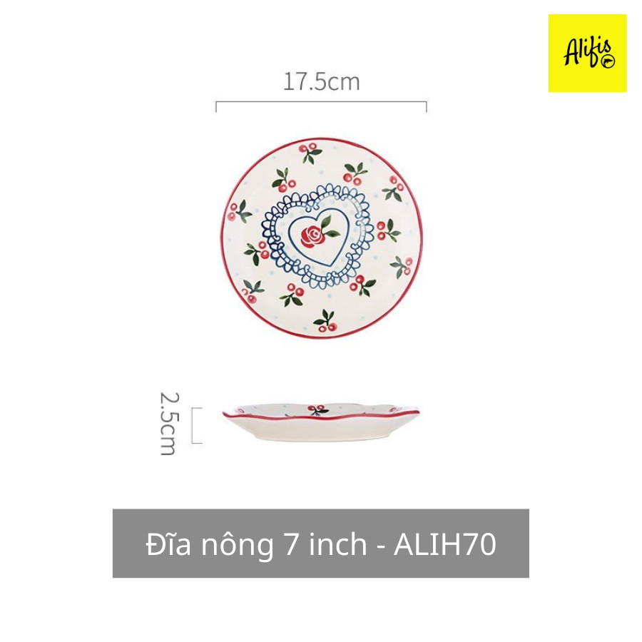 Bát đĩa, bát đĩa Decor họa tiết Cherry đỏ set 2 và 5 món