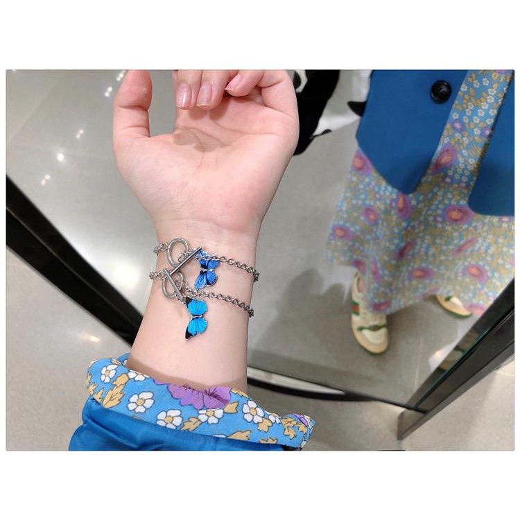 Vòng tay BƯỚM XANH NHẠT XANH ĐẬM lắc tay thời trang nữ