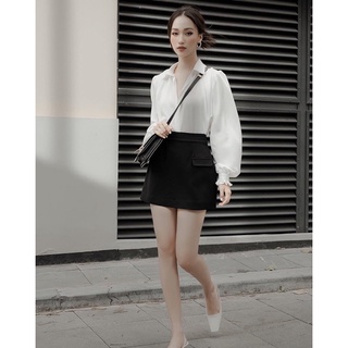 Áo sơ mi trắng lụa cổ V