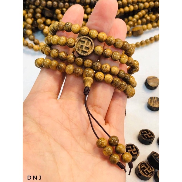 vòng tay trầm tốc mix chữ vạn 108 hạt bình an may mắn tài lộc