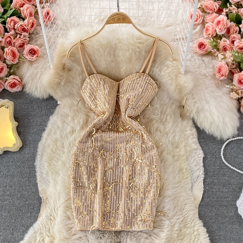 🌸Hàng Order🌸 Váy Đầm Body 2 Dây Đính Kim Sa Lấp Lánh Tiệc Cưới Sexy Sang Chảnh🌸Hàng Quảng Châu