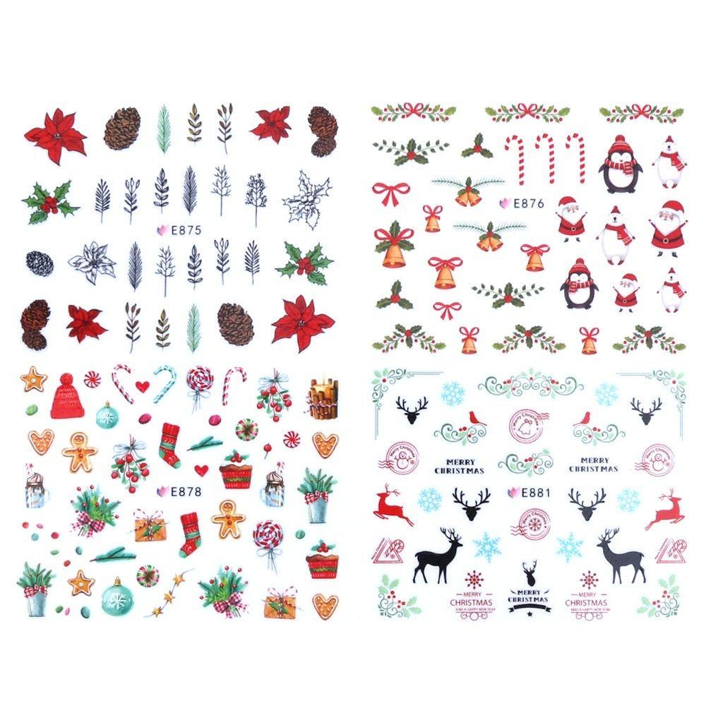 Miếng Dán Trang Trí Móng Tay Họa Tiết Bông Tuyết Giáng Sinh