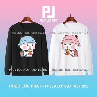 Áo đôi sweater nỉ bông áo cặp thu đông cute
