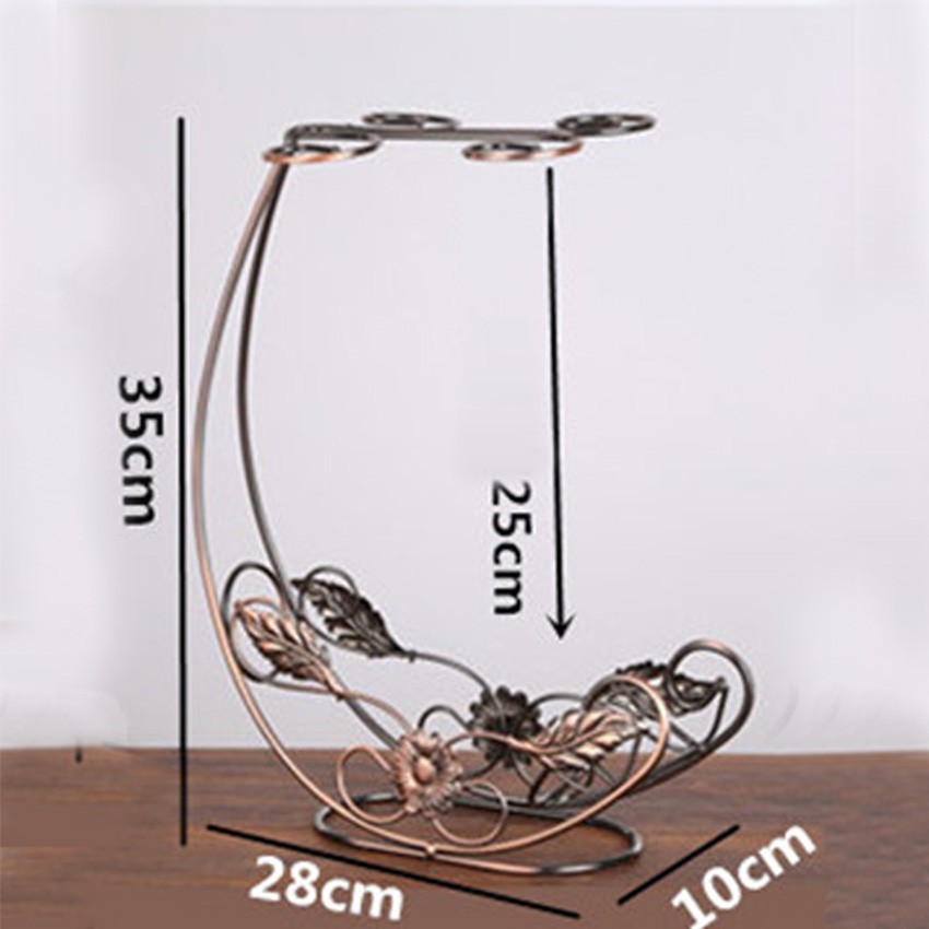 Kệ để rượu kèm giá treo 4 ly vang - Giá đỡ rượu vang có móc treo 4 ly trang trí bàn ăn & quầy bar, nhà bếp, phòng ăn