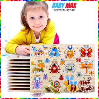 Bảng Ghép Hình Núm Gỗ Đồ Chơi Xếp Hình Cho Bé 20 Mẫu Sáng Tạo Montessori Đồ Chơi Gỗ BABY MAX