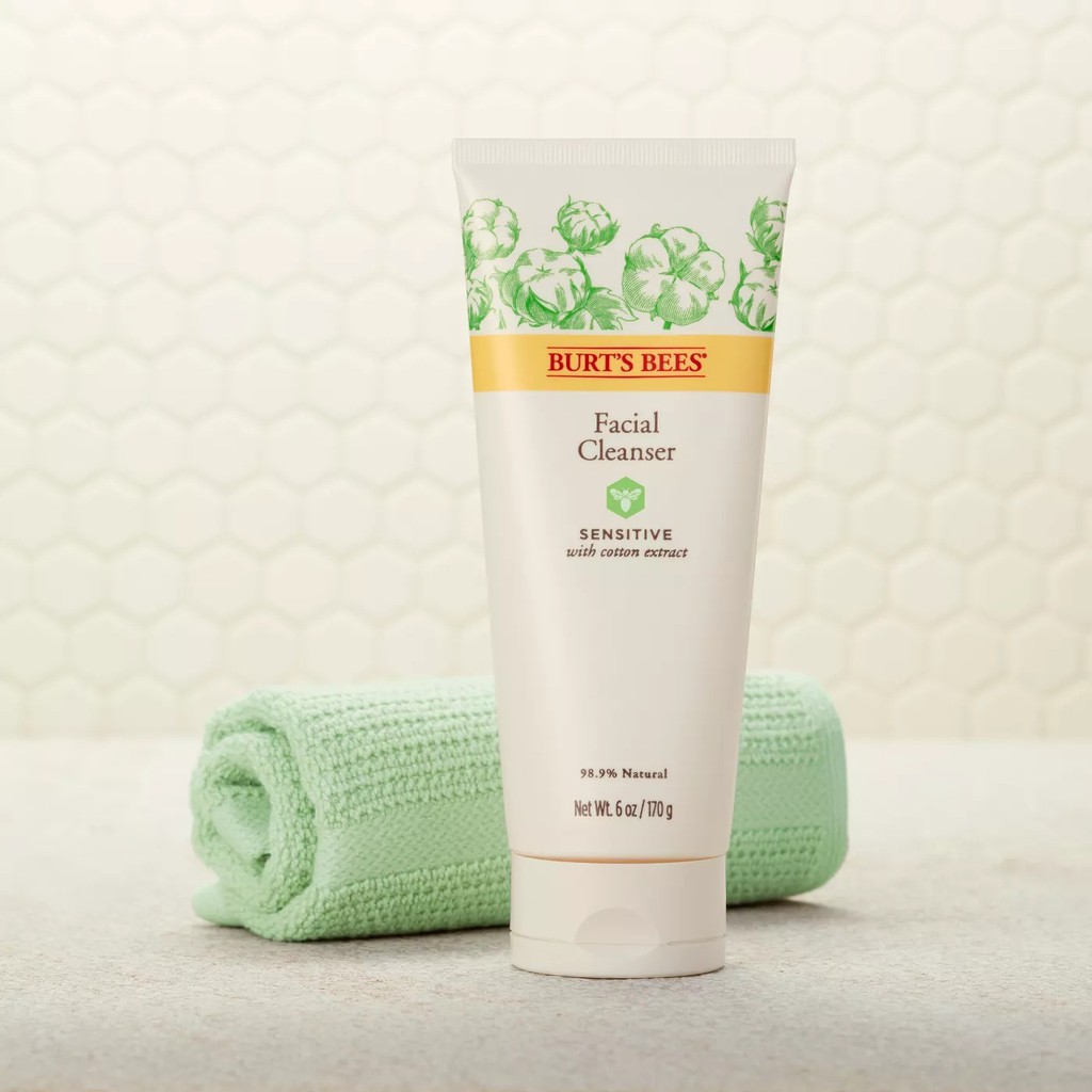 Burt Bee Sữa Rửa Mặt Cho Da Nhạy Cảm 99% Tự Nhiên Natural Burts Bees Sensitive Facial Cleanser With Cotton Extract 170g