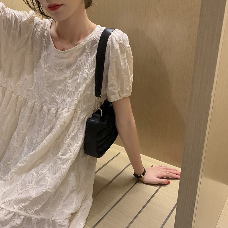 Túi Xách Đeo Dưới Cánh Tay Nhỏ Gọn Bằng nylon Có Diềm Xếp Nếp Phong Cách Người Nổi Tiếng Trên Mạng Hàng Mới