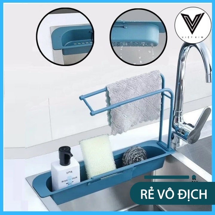 Kệ Để Đồ Rửa Chén, Giá Để Đồ Rửa Bát Đa Năng Kèm Móc Treo Khăn Tiện Dụng