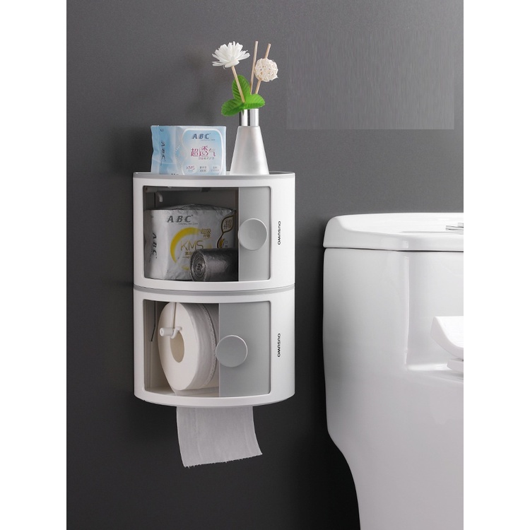 Hộp Đựng Giấy Vệ Sinh OUSUWO Dán Tường Thông Minh, Có Nắp Ngăn Chống Nước, Chịu Lực Cao