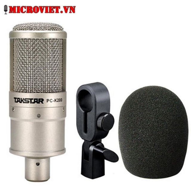 Combo mic thu âm Takstar PC K200 và nguồn 48v đầy đủ phụ kiện