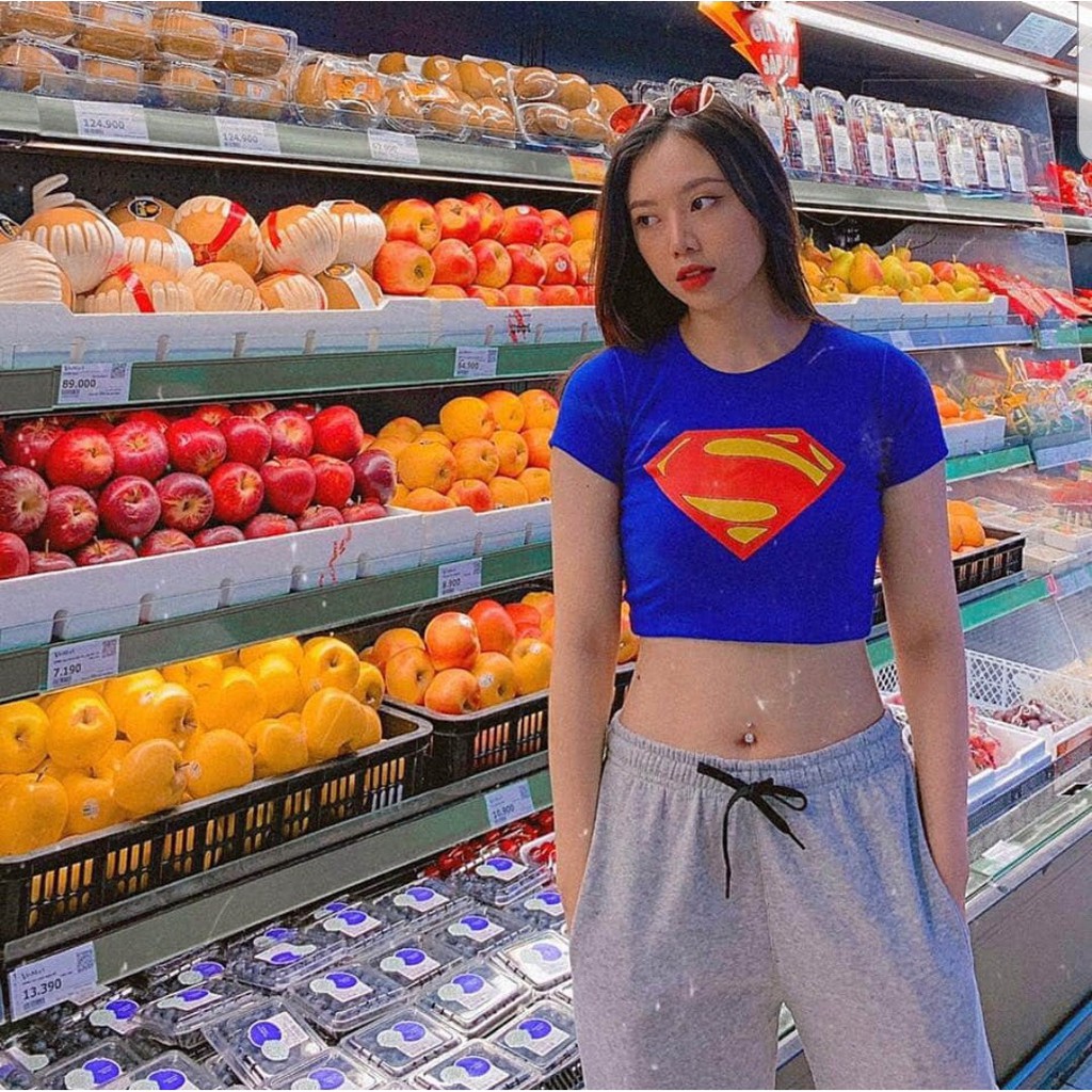 áo croptop in hình mặt tam giác siêu nhân cực xinh tươi