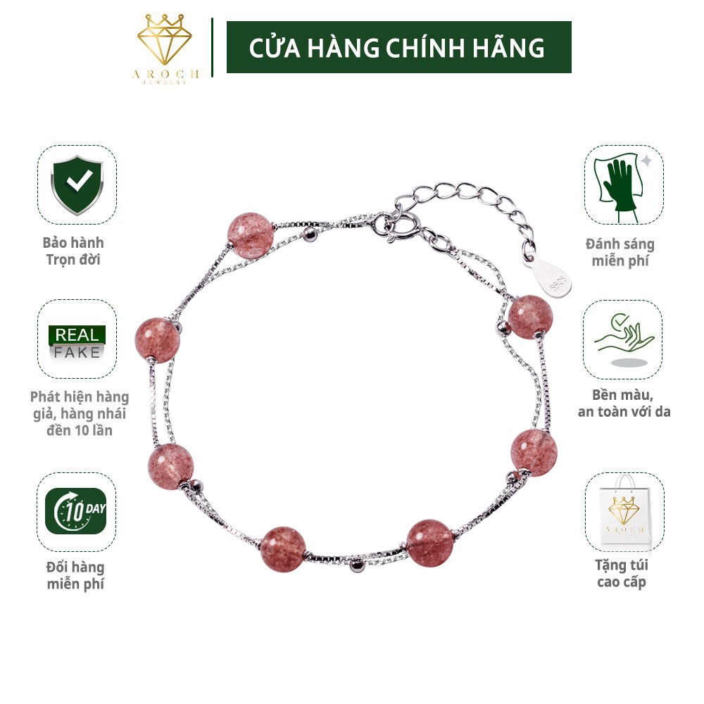Vòng tay nữ bạc Ý s925 dâu tây 2 lớp S2165 - AROCH Jewelry