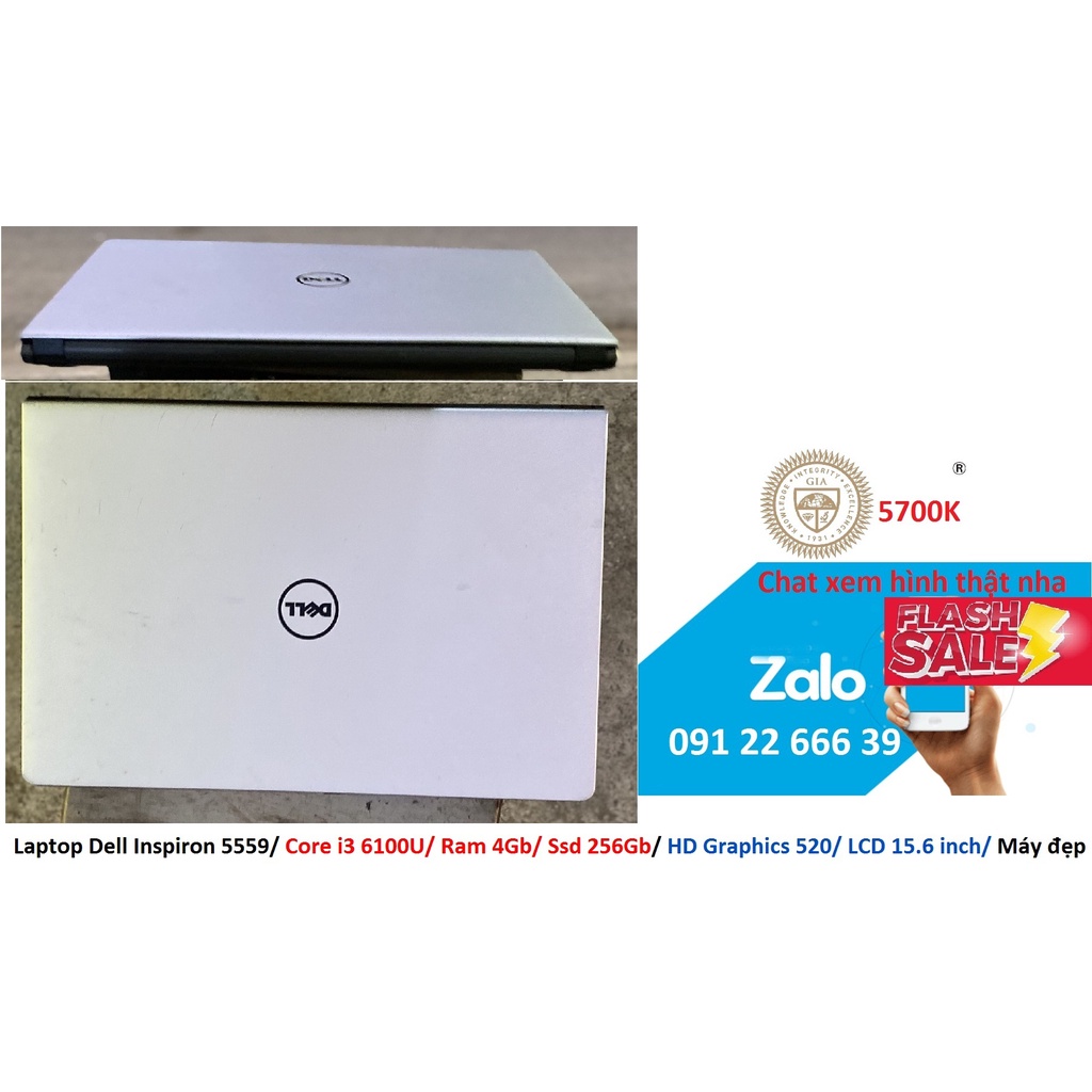 Laptop Dell Inspiron 5559/ Core i3 6100U/ Ram 4Gb/ Ssd 256Gb/ HD Graphics 520/ LCD 15.6 inch/ Máy đẹp | WebRaoVat - webraovat.net.vn