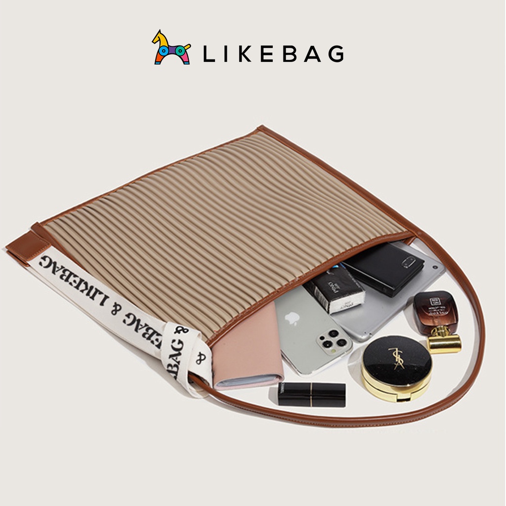 Túi xách nữ đeo vai LIKEBAG kẻ sọc thiết kế co giãn thời trang 219DJ6863 - LIBAGI