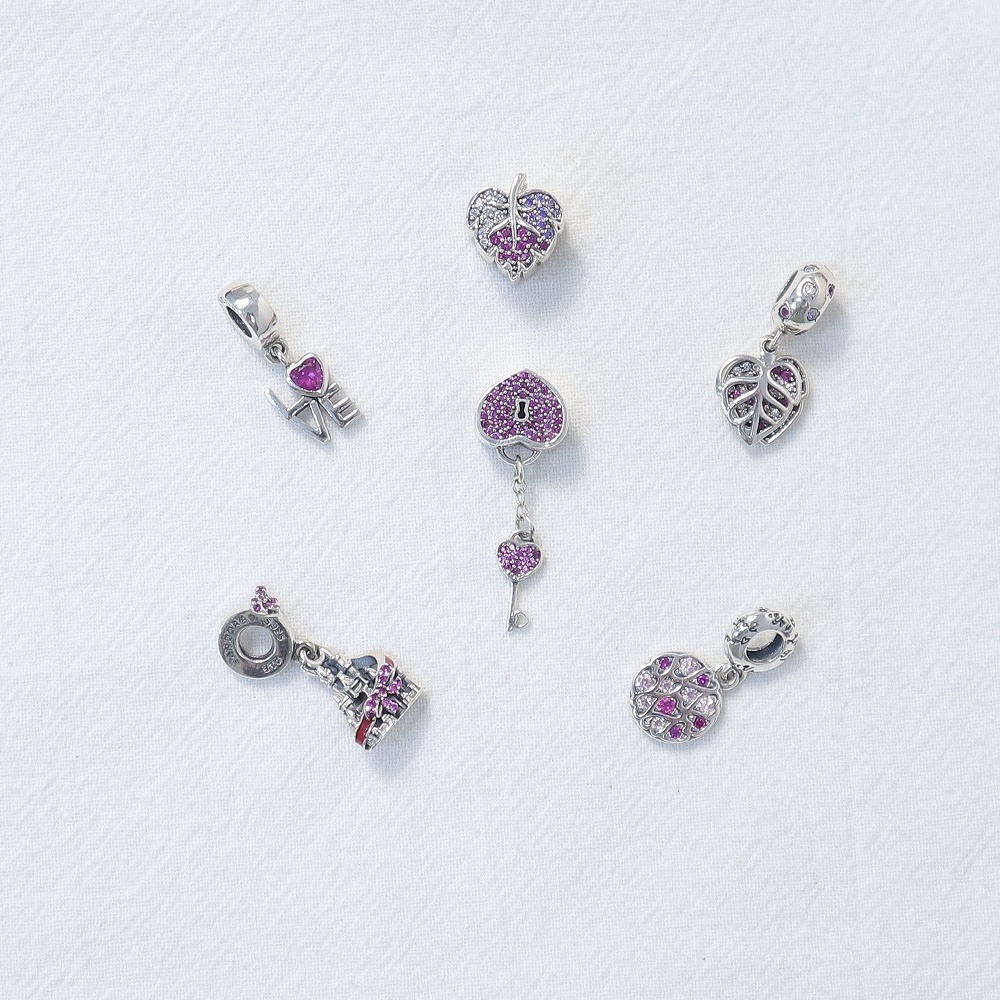 Charm cầu tim hồng- S925 cao cấp- Trang sức bạc Venus