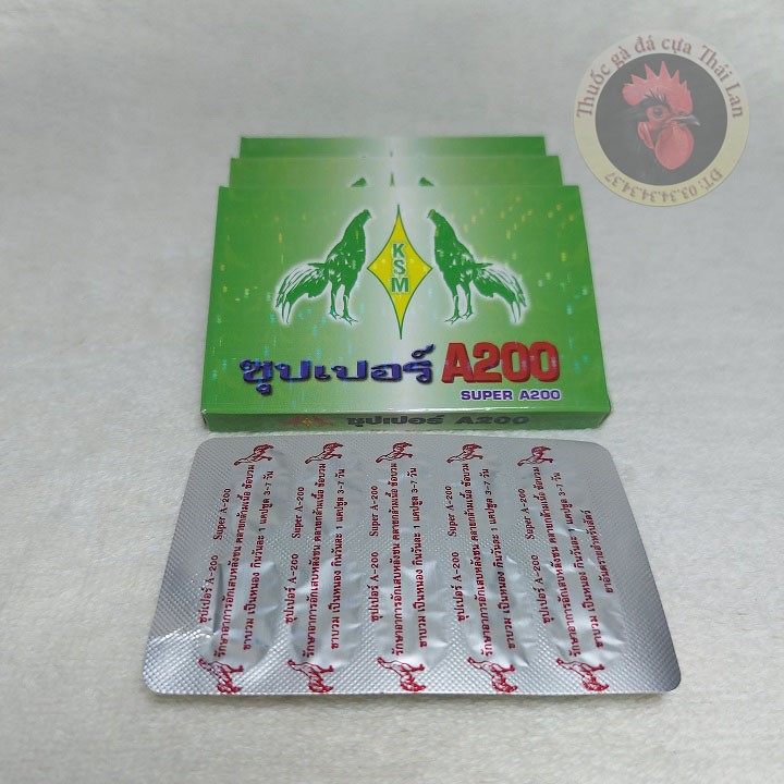 [thuốc gà đá trị tan] - {SUPER A200 - thuốc tan} - 1 hộp / 10 viên