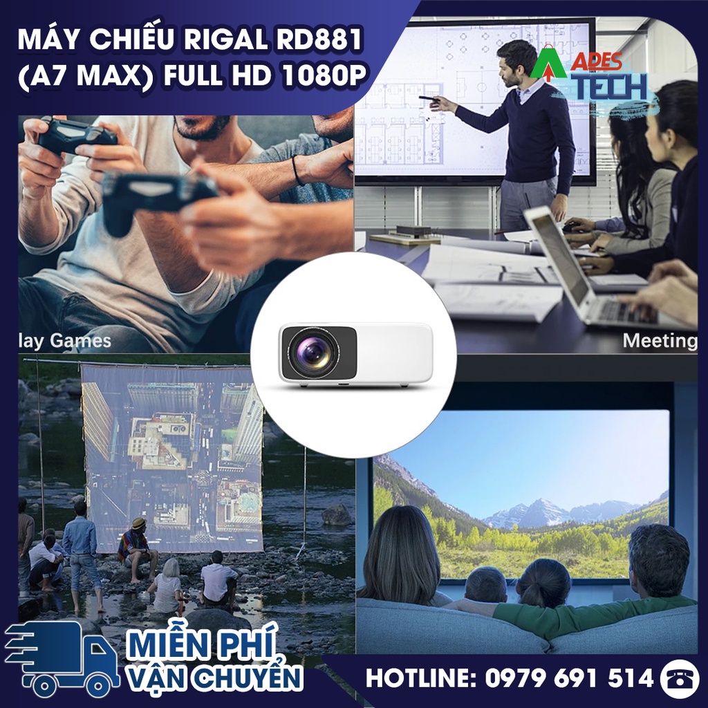 Máy chiếu Rigal RD881  Full HD 1080p - Máy chiếu tích hợp android mượt mà
