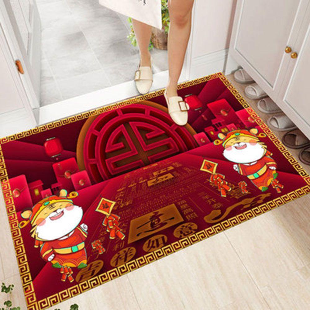 Thảm Trải Sàn Chống Trượt Màu Đỏ Mừng Năm Mới