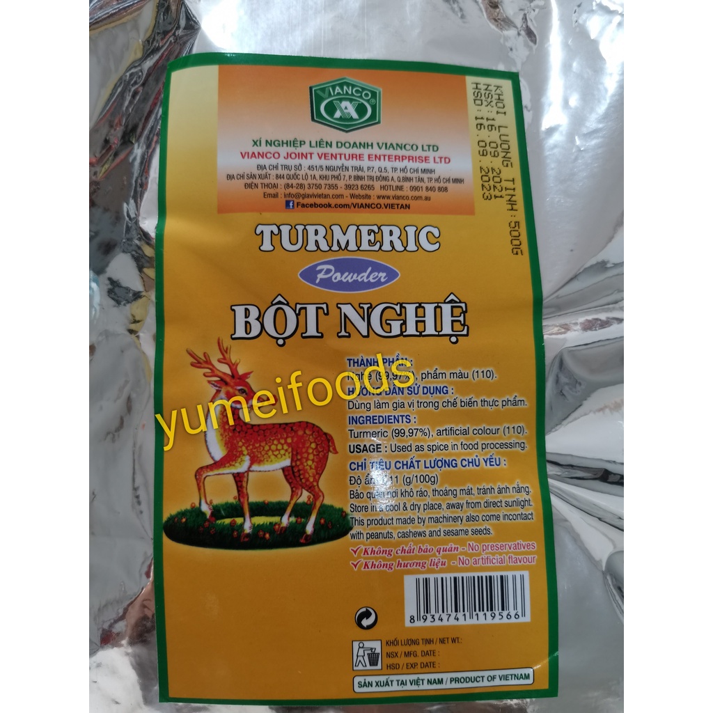 Bột Nghệ Việt Ấn Vianco 500gr - Lên màu da Gà Ủ Muối