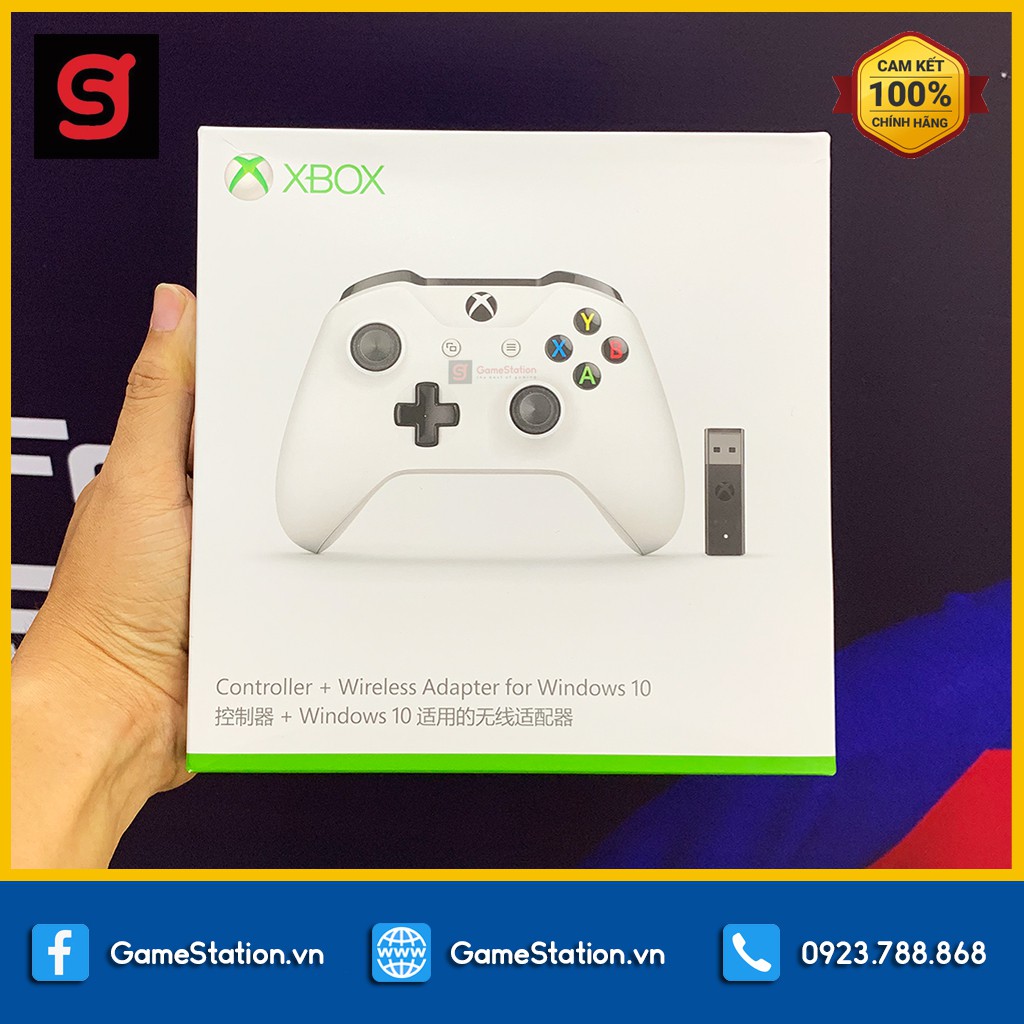 [Freeship toàn quốc từ 50k] Tay Cầm Chơi Game Xbox One S 2019 Kèm USB Adapter Cho Windows 10 Đen/Trắng