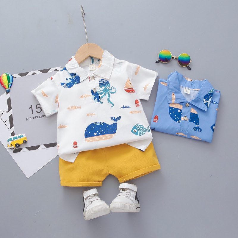 Quần Áo Mùa Hè Cho Bé Trai 1-4 Tuổi Zata Kids Bộ Đồ Bé Trai Hàn Quốc Áo Sơ Mi Trẻ Em Âu Quần Áo Ngắn Tay