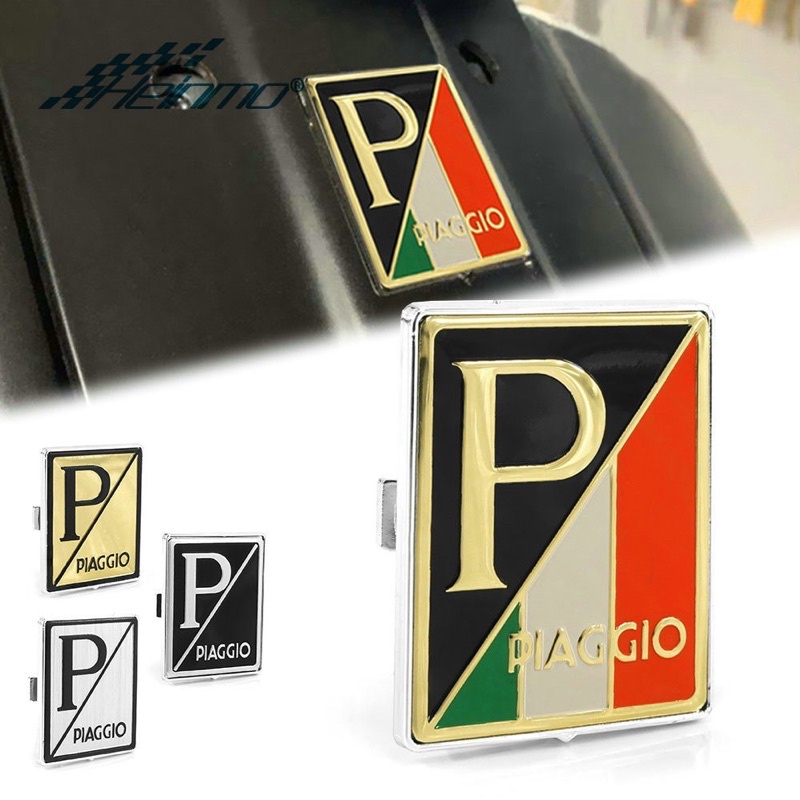 LOGO ỐP MẶT NẠ VESPA PIAGGIO cờ Ý chữ Vàng