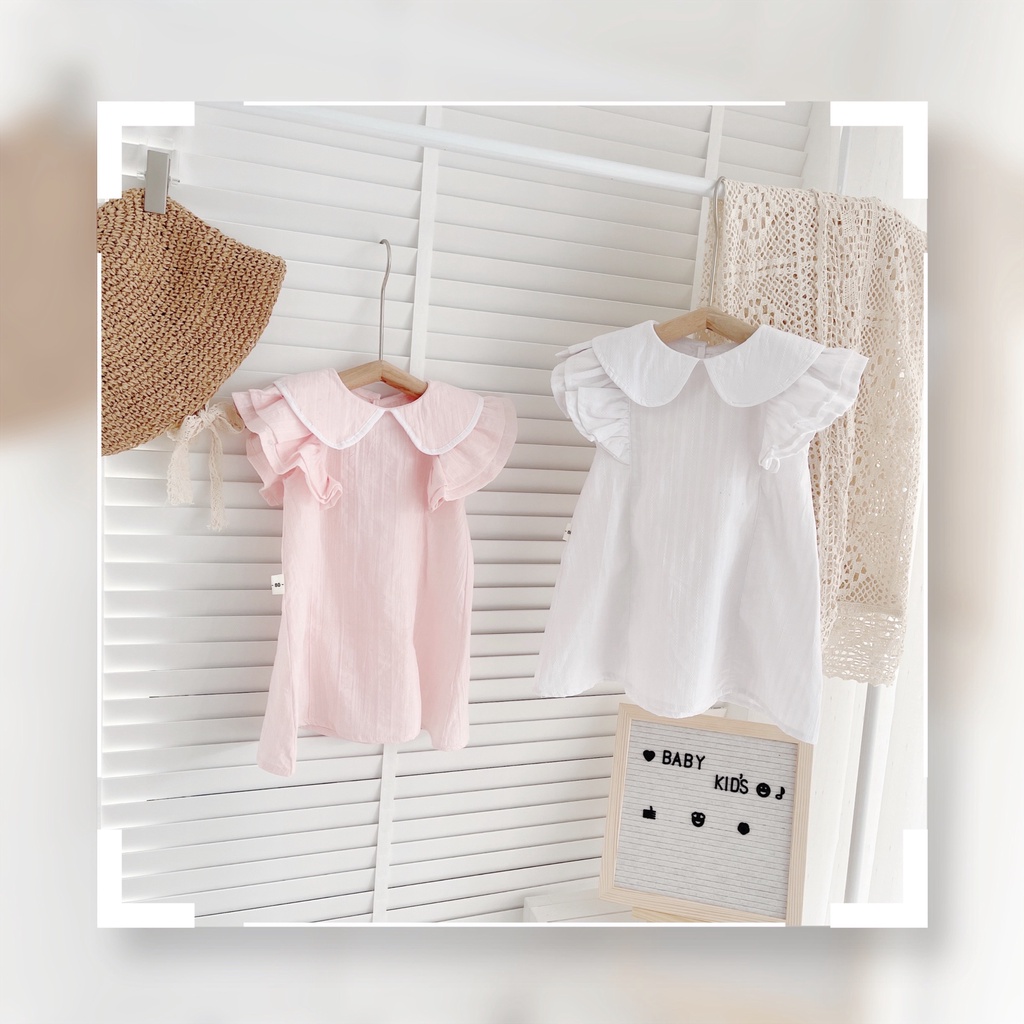 Jee kids - Váy đầm thô cổ tròn phối tay cánh tiên xinh xắn cho bé gái (ảnh thật)