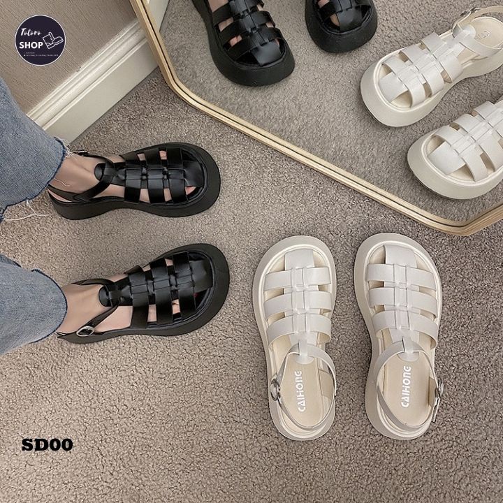 [Hàng Sẵn] [Ảnh Thật] [Freeship] Giày Sandal Nữ Đế Bằng Đi Học Đi Chơi - SD00