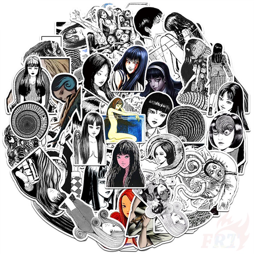 Set 50 miếng dán trang trí laptop hành lý hình truyện tranh kinh dị 03 Manga Tomie Uzumaki Souichi Tsujii DIY