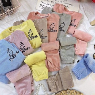 Bộ len nhung cổ 3 phân cho bé trai gái