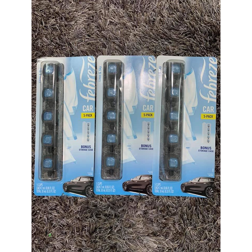 Nước Hoa Ô Tô Febreze Kẹp Cửa Gió Xe Hơi Febreze Car Linen And Sky (vỉ 5 cái)