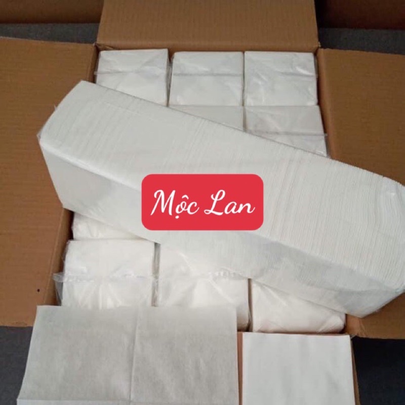 Giấy lau mặt spa. Giấy khô, thấm hút tốt. 100% bột giấy tự nhiên. Một cây 200 tờ