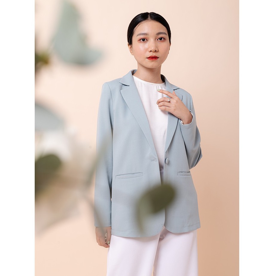 Áo vest nữ blazer KHÀN màu xanh mint tà bầu tay dài áo khoác công sở tay dài 1 lớp phong cách Hàn Quốc