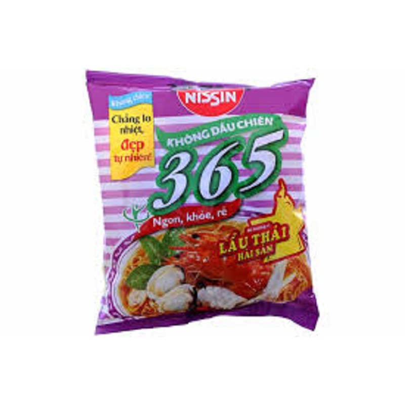 1 thùng tương đương 30 gói Mì không chiên Nissin 365 hương vị lẩu Thái hải sản gói 68g