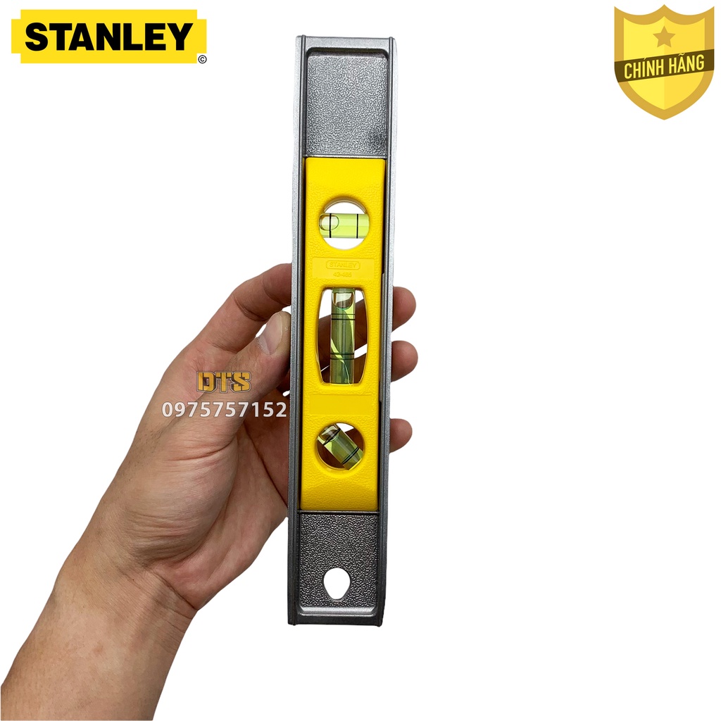 Thước thủy nivo cao cấp 9 inch Stanley Mỹ dài 229mm, khung thép đúc nguyên khối, ống nước nivo đo góc nghiêng cân bằng