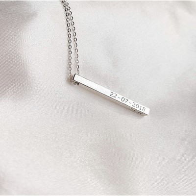Dây chuyền bạc TLEE thanh bạc khối khắc chữ theo yêu cầu TLEE JEWELRY D0183 (MIÊN PHÍ KHẮC)