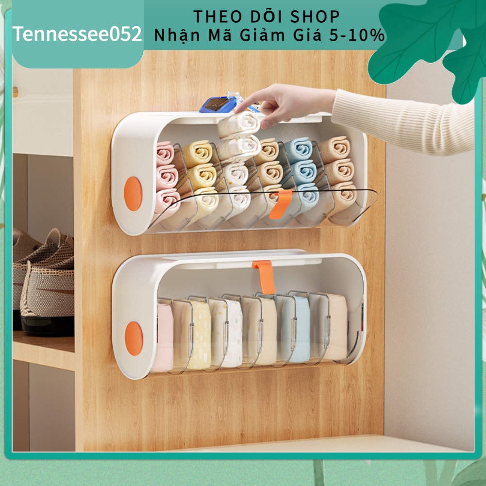 [Hàng Sẵn] Hộp Đựng Đồ Lót / Vớ Gắn Tường Có Nắp Đậy Trong Suốt Tiện Dụng【Tennessee052】