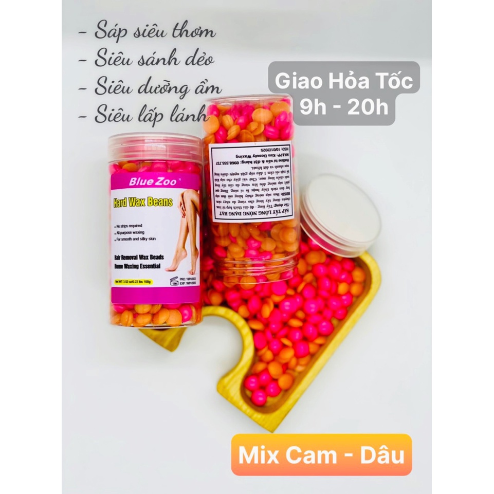 100g Sáp wax nóng hard beans Bluezoo Siêu thơm tặng que wax gỗ