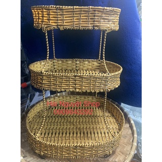 Kệ 3 tầng nhựa giả mây oval