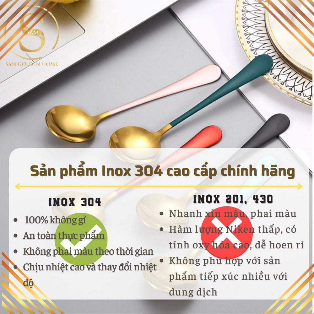 Muỗng Ăn Cơm Inox 304 Cao Cấp Không Gỉ Windsor Vàng Gold Chính Hãng