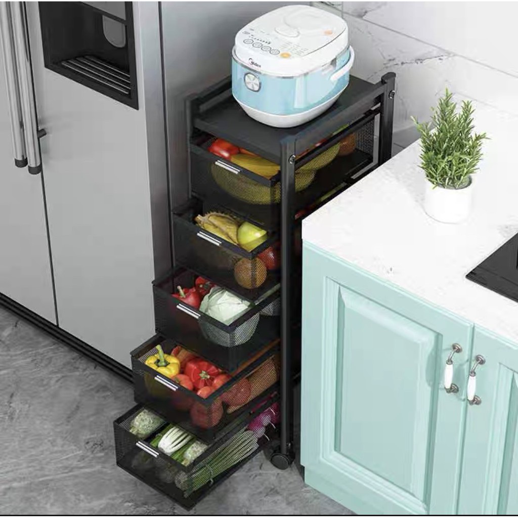 MẪU MỚI 🆓 KỆ ĐỂ ĐỒ ĐA NĂNG - KỆ NHÀ BẾP CÓ TAY CẦM SƠN ĐEN TĨNH ĐIỆN CÓ BÁNH XE DI CHUYỂN TIỆN ÍCH