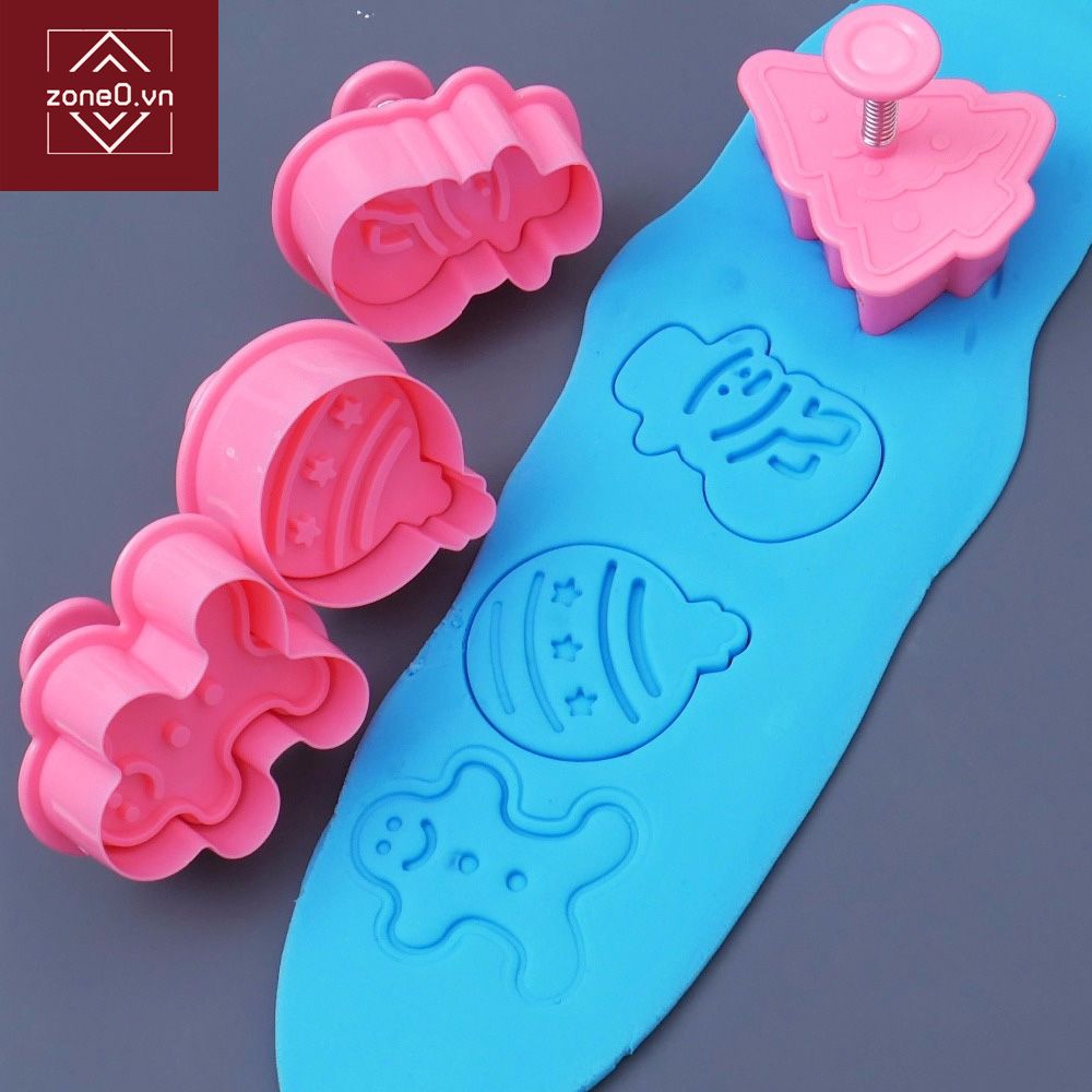 4pcs Cookie Biscuit Mold 3D Cookie Plunger Cutter DIY Baking Mould