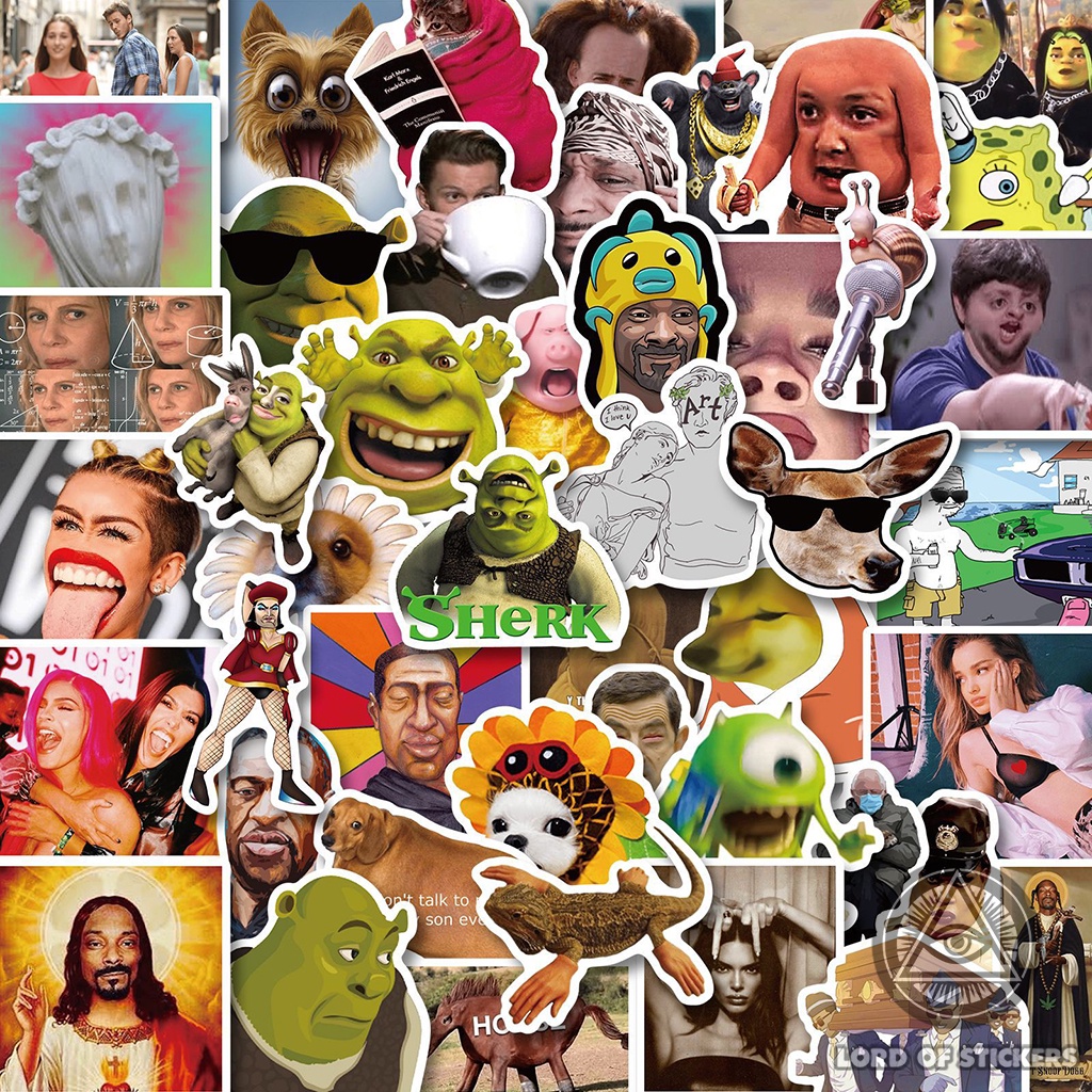 Set 50 Hình Dán Meme Sticker Cute Hài Hước Chống Thấm Nước Trang Trí Mũ Nón Bảo Hiểm, Laptop, Ván Trượt, Máy Tính, Vali