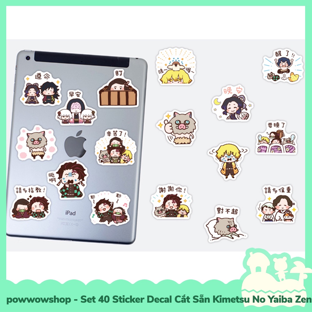 [Sẵn VN - Hỏa Tốc] Set 40 Sticker Mini Decal Dán Trang Trí Vật Dụng Mẫu Kimetsu No Yaiba The Days Of Zenitsu