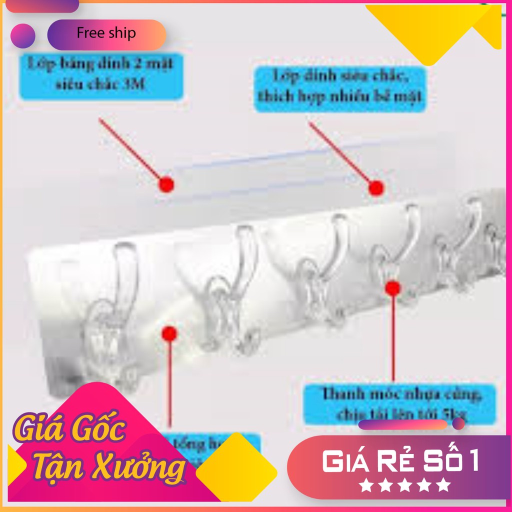 MÓC DÁN TƯỜNG TRONG SUỐT 6 NHÁNH SIÊU DÍNH