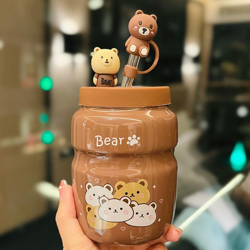 Bình đựng nước uống bằng sứ tráng men hình gấu Bear đẹp xinh xắn